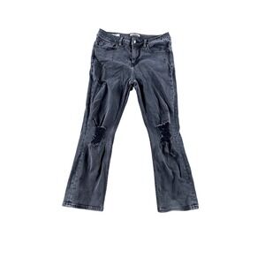 Vigoss Stevie Crop Straight Jeans Womens 29 Black Distressed Denim Faded Wash
